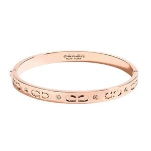 Coach Signature Hinged Rose Gold Bangle Womens Causal Rhinestone Bracelet New